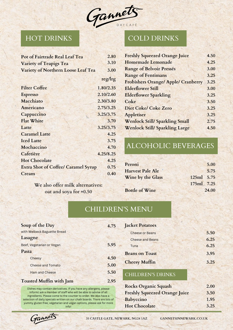 Menu Gannets Daycafé & Bistrot-1